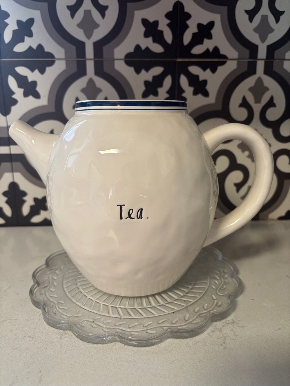 Rae Dunn By Magenta Artisan Blue Line Collection Teapot